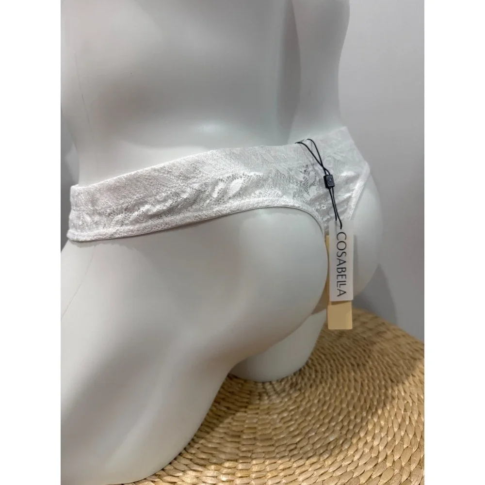 Cosabella Never Say Never White Lace G-String Luxury Italian Intimates size L